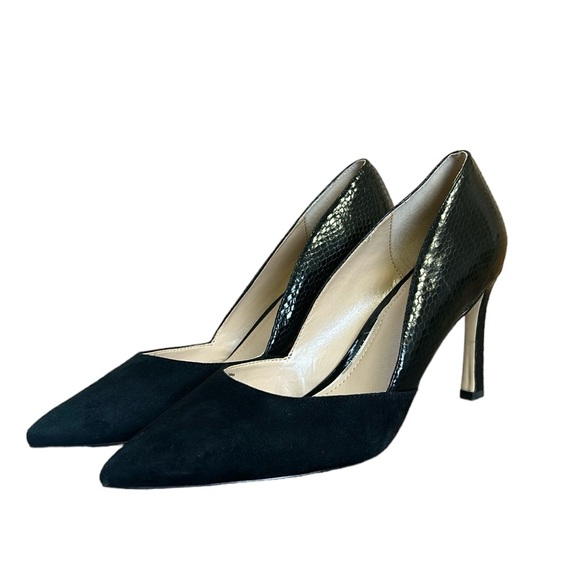 White House Black Market Shoes - White House Black Market Natalee Black Pumps Crocodile-Embossed and Suede 8.5